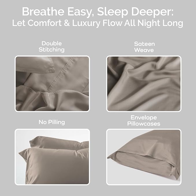 Pillow Cases King Size Set of 2 Pillowcases 100% Viscose from Bamboo Cooling - Image 4