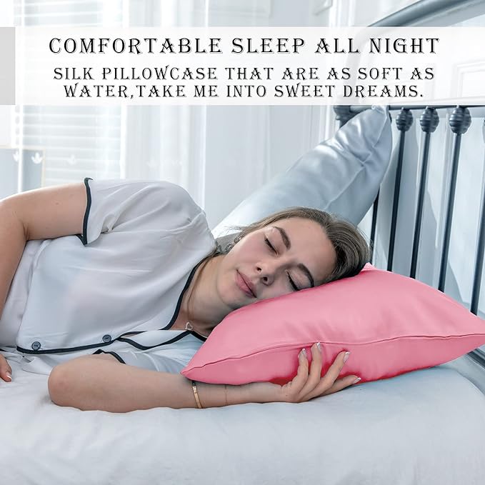 Silk Pillowcase for Hair and Skin, Breathable and Sliky 100% Silk Pillowcases - Image 6