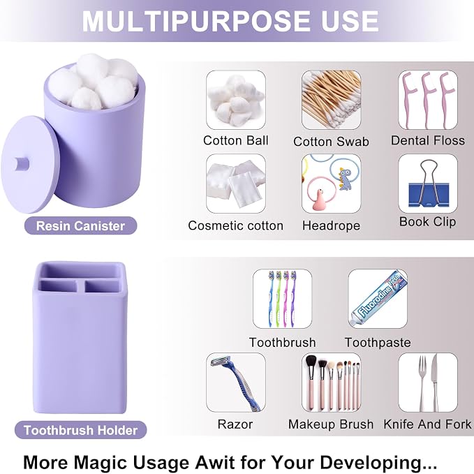 Resin 6 Pcs Purple Bathroom Set Complete - Image 2