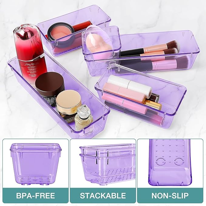 25 PCS Drawer Organizer Set, 4 Varied Size Bathroom and kitchen Drawer cabinet - Image 3