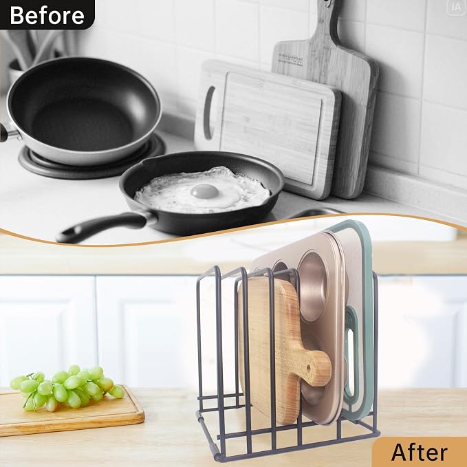 Cutting Board Organizer, Kitchen Cabinet Organizer, Divided Rack - Image 5