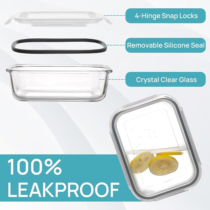 Vtopmart 10 Pack 35oz Glass Food Storage Containers - Image 6