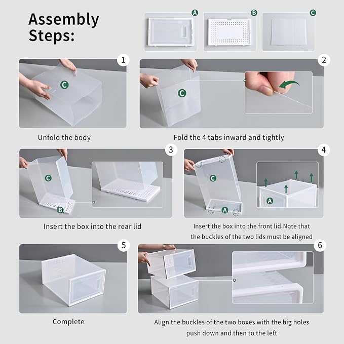 X-Large Plastic Clear Shoe Storage Boxes Stackable 12 Pack Fit Size 11 - Image 3