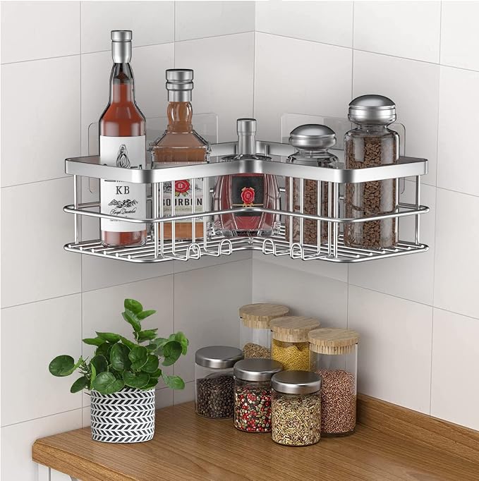 Yazoni Corner Shower Caddy, Adhesive Shower Shelves No Drilling, Rustproof - Image 6
