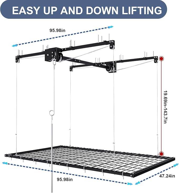 4x8FT Overhead Garage Storage Rack - Image 8