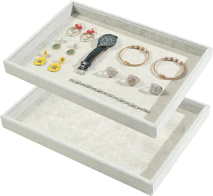 2pcs/Set Velvet Jewelry Tray, Grids Large Storage Tray by FocusOnJewelryDisplay