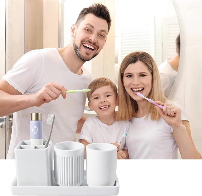 Resin Bathroom Toothbrush Cups Set - Image 3
