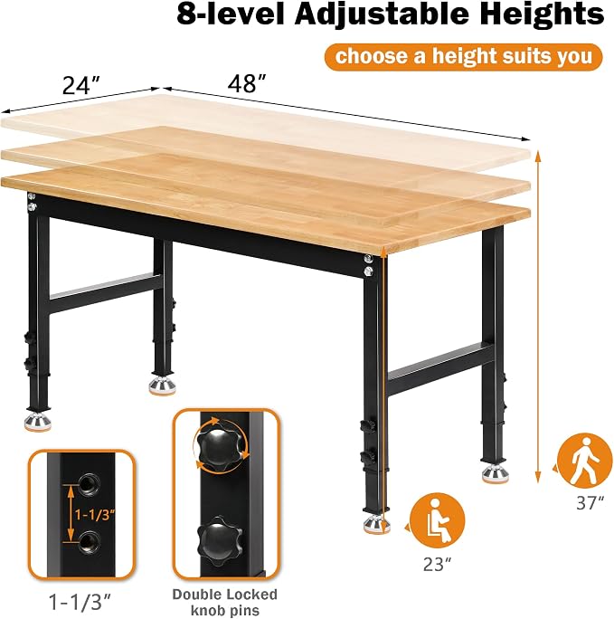 Betterhood 48" Heavy-Duty Adjustable Workbench - Image 2