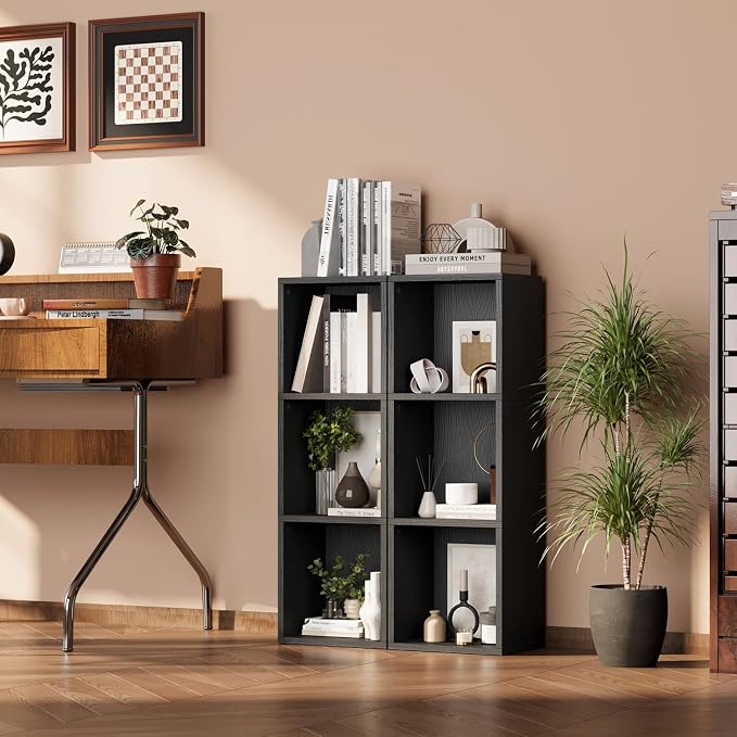oneinmil Small Narrow Bookshelf, 3-Tier Cube Display Rack, Modern Corner - Image 5