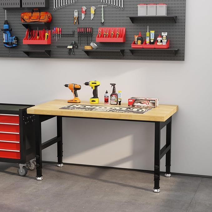 48" Work Bench, Adjustable Height Workbench, Heavy-Duty Thicker Work Table - Image 6
