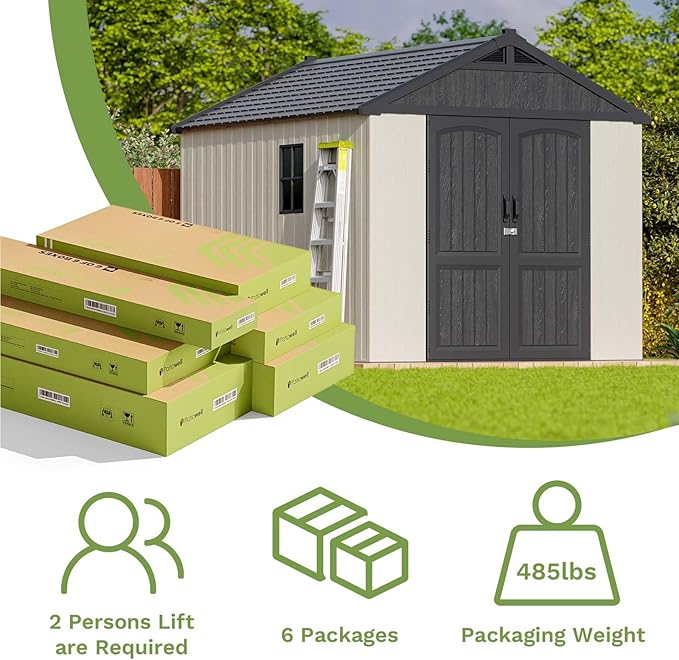 Patiowell 8x10 FT Plastic Shed Outdoor Storage Shed - Image 6