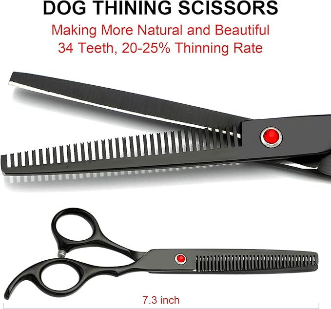 Professional Dog Grooming Scissors kit Black 5 in 1, Dog Shears - Image 2