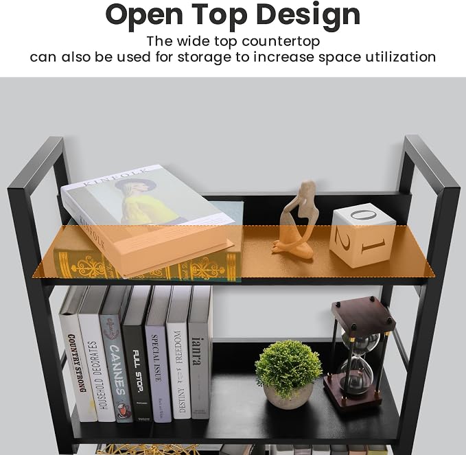 Himimi Black Ladder Bookshelf, 5 Shelf Bookcase Industrial Bookshelf Wood and - Image 6