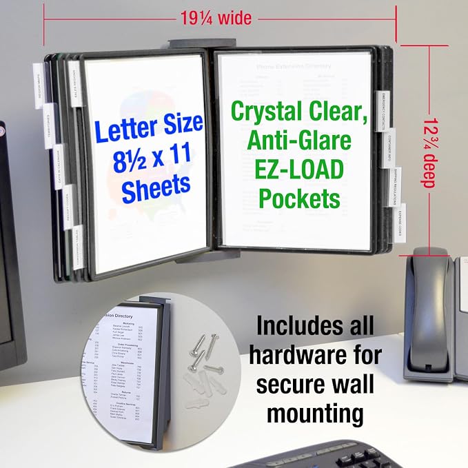 Ultimate Office AdjustaView 10-Pocket Wall Reference Organizer - Image 6