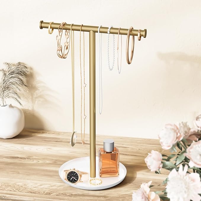 Gold Necklace Organizer Stand by Jasopaco