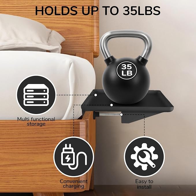 Bedside Shelf for Bunk Beds & Top Bunk, Clip On Nightstand - Image 6