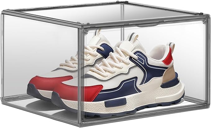 Large Shoe Organizer for Closet Clear Storage Box Sturdy Plastic Stackable Shoe by EDSFAM