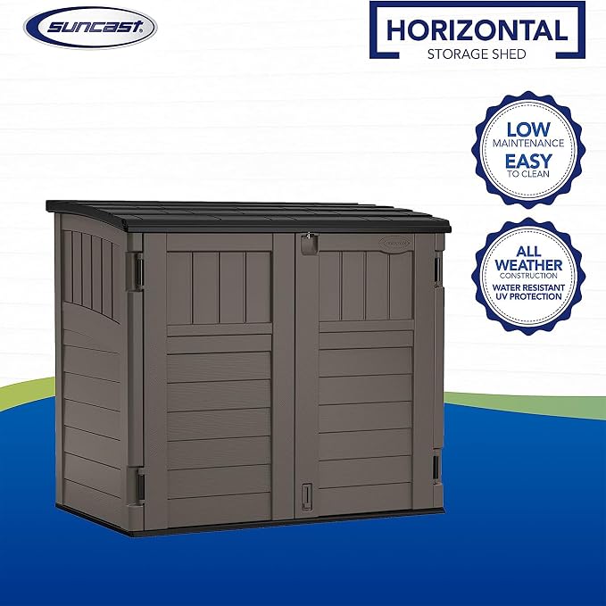 Suncast Outdoor Storage Shed for Backyard and Garden, Horizontal, Stoney Grey - Image 3