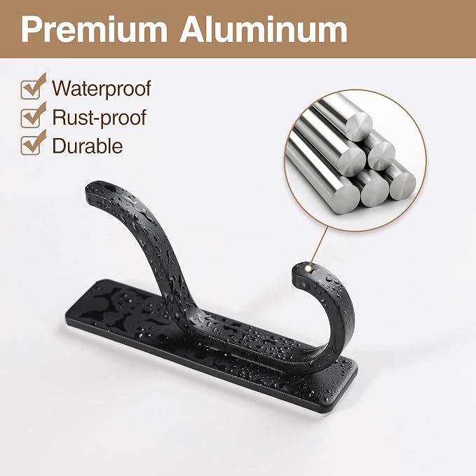 pickpiff 10-Pack Black Adhesive Wall Hooks - 13 LB Strong Stick-On Hooks - Image 2