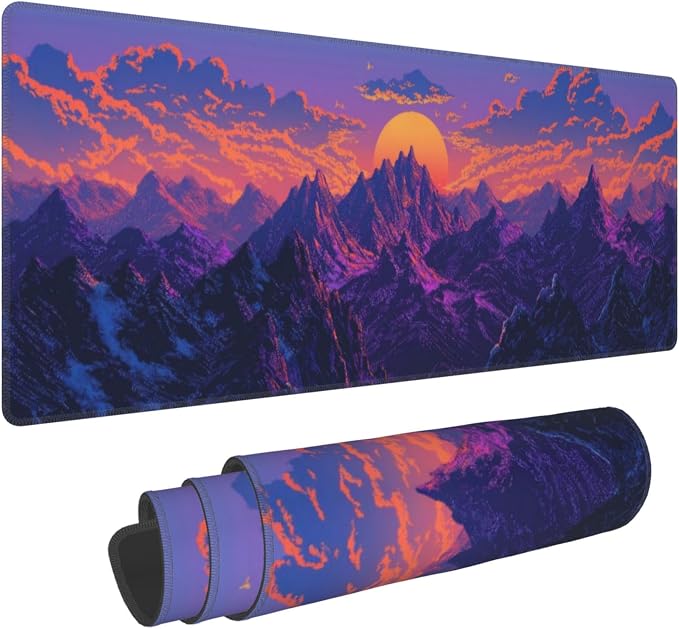 Purple Mountains Sunset Large Mouse Pad, Gaming Desk Mat, XL Keyboard Desk Pad - Image 2