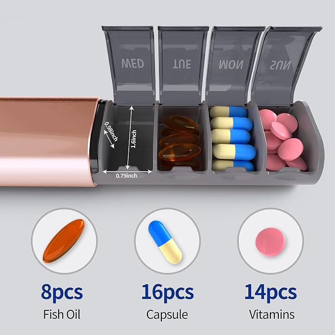 Weekly Pill Organizer, 7-Day Aluminum Case - Image 2