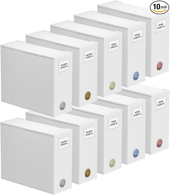 SpaceAid 10 Pack Bed Sheet Organizers and Storage, Foldable Sheet Organizer by SpaceAid