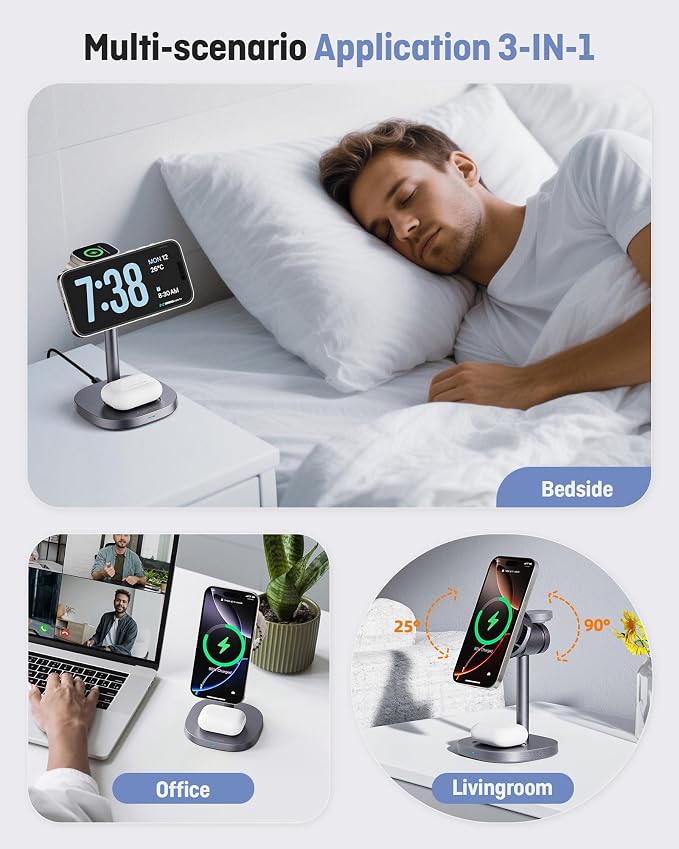 3 in 1 Wireless Charging Station, Qi2.2 25W Certified Fast Magnetic Charger - Image 8
