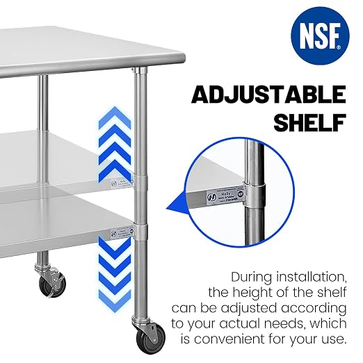 Hally Stainless Steel Table for Prep & Work 24 x 36 Inches - Image 6