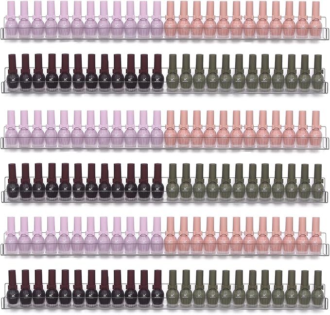 6Pcs/Set 24 Inch Nail Polish Rack Wall Mounted, Lipstick Essential Oil Bottle by FocusOnJewelryDisplay