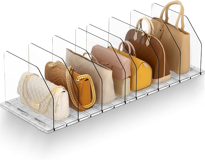 Purse Organizer for Closet, Adjustable Clear Handbag Storage Holder, Acrylic by Unknown