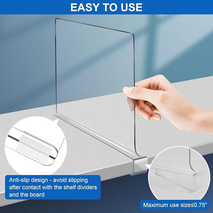 12 Inches Tall Shelf Dividers for Closet Organization and Storage, 10 Pack - Image 8