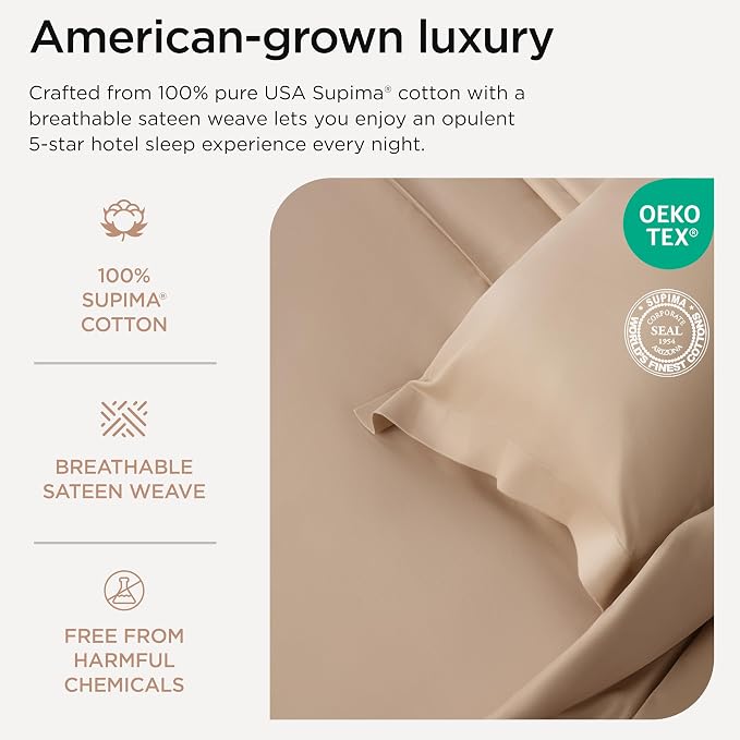 Threadmill American Supima King Size Sheets Set | 656 Thread Count 4 Piece - Image 3