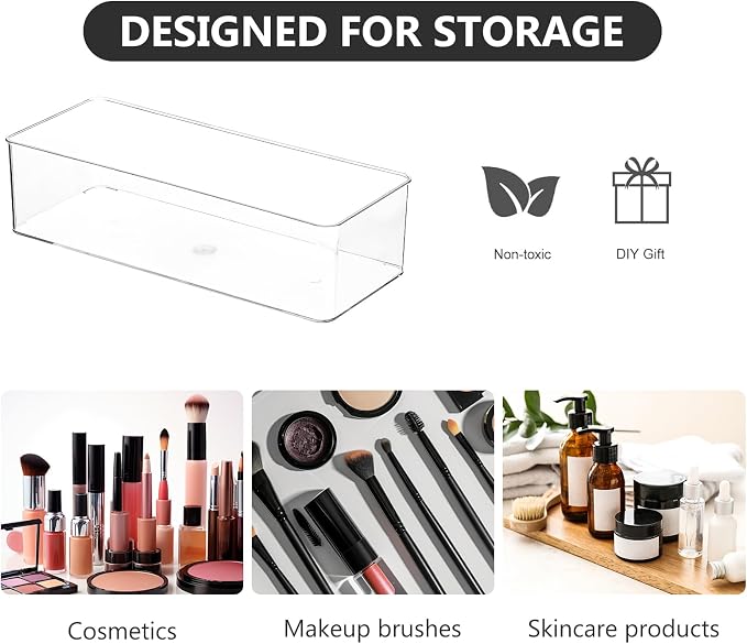 Acrylic Makeup Brush Organizers, 2 Pack 1 Section 1 Compartments Transparent - Image 3
