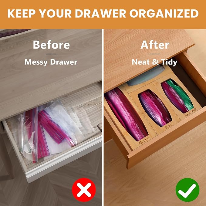 Bamboo Plastic Bag Storage Organizer - Image 2