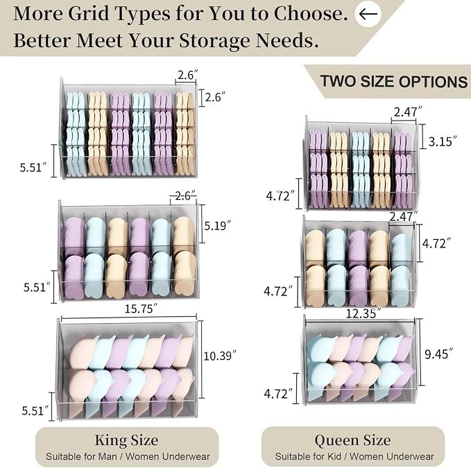Underwear Organizer Drawer, 1 Cell Plastic Sock Underwear Storage Drawer - Image 2