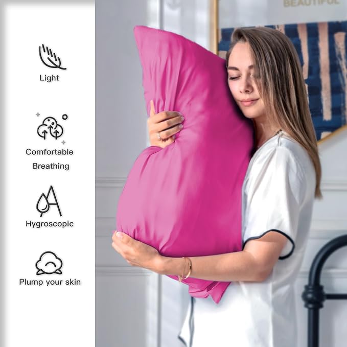 Silk Pillow Cases 2 Pack Soft Breathable and Sliky Standard Size Pillow Cases - Image 3