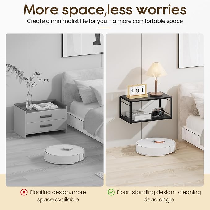 Floating Nightstand, Wood Bedside Shelf Wall Mounted Nightstand, Floating - Image 5