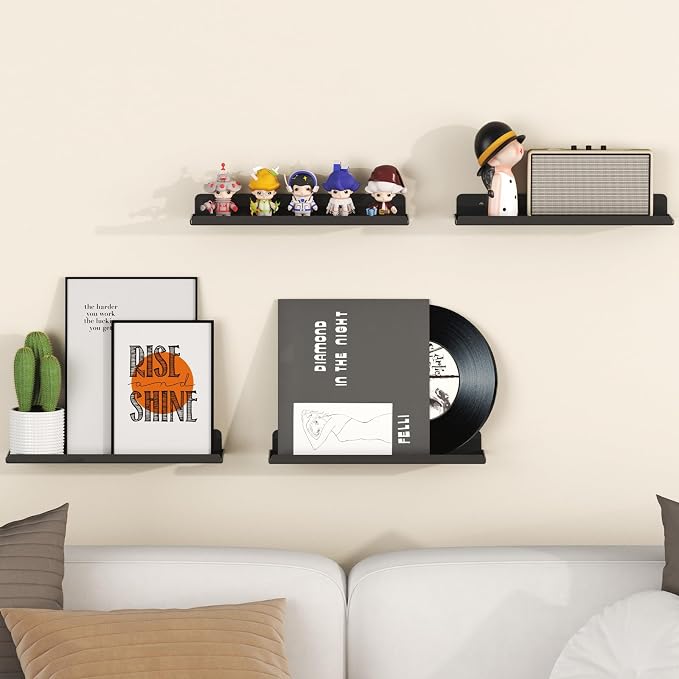 Lifewit Floating Shelves for Wall, 12 Pack Black Acrylic Shelf 15" Room Decor - Image 2