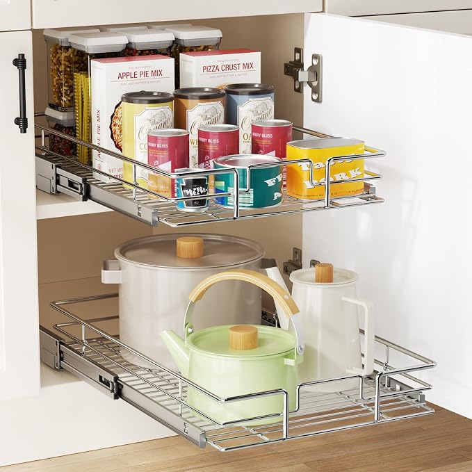 LOVMOR Pull Out Cabinet Organizer 10½"W x 21½"D, Kitchen Cabinet Pull Out - Image 5