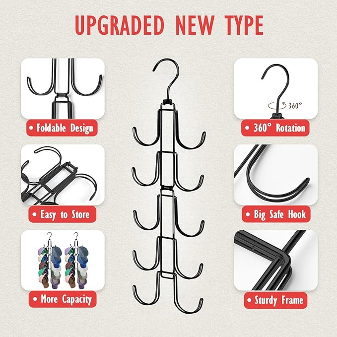Hat Organizer for Closet, Collapsible Caps Rack - Image 3