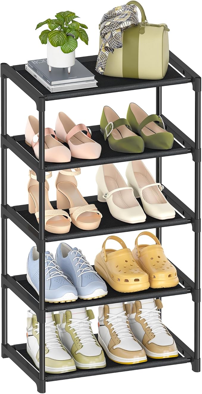 5-Tier Small Shoe Rack, Narrow Space-Saving Organizer by Autonomier