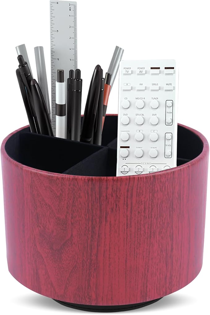 Round Leather Art Supply Organizer, Remote Control Holder, 360 Degree Spinning by Unknown