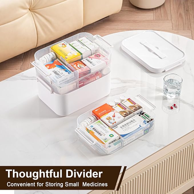 4-Tier Portable Medicine Cabinet Organizer, Large Medicine Storage Box - Image 2