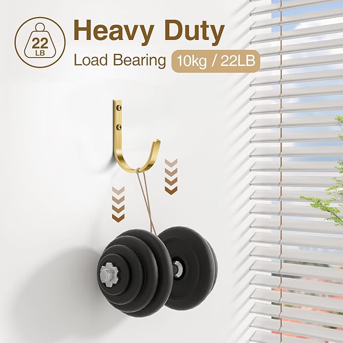 Wall Hooks for Hanging Towel/Coat - 22LB Screw in Metal Hanger Wall Mount - Image 3