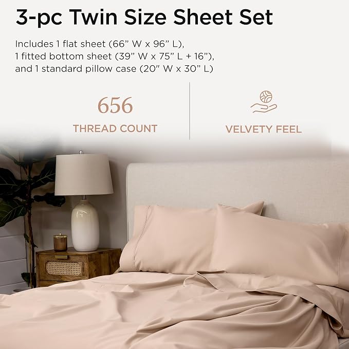 Threadmill Twin Sheet Set |656 Thread Count 100% Supima Cotton Sheets - Image 2