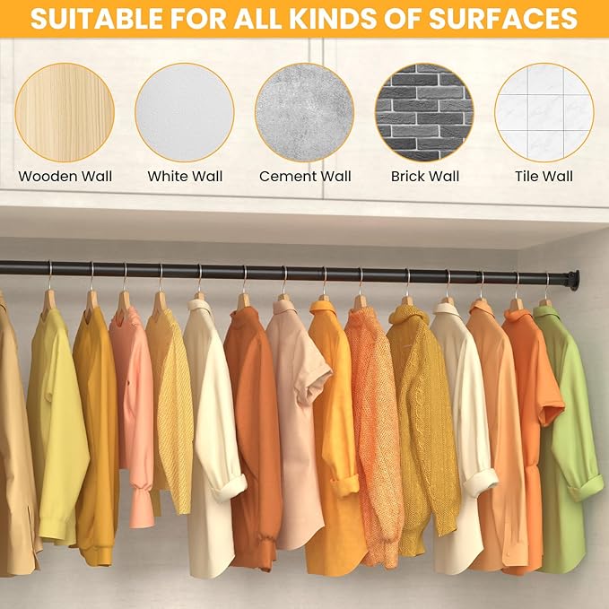2 Pack Closet Rods for Hanging Clothes, 17-69 Inch No-Cut Stepless Adjustable - Image 5