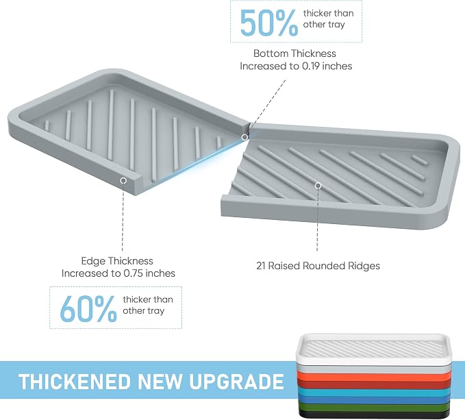 EG-SIPRO Silicone Sponge Holder, Extra Large 12" Kitchen Sink Organizer Tray - Image 2