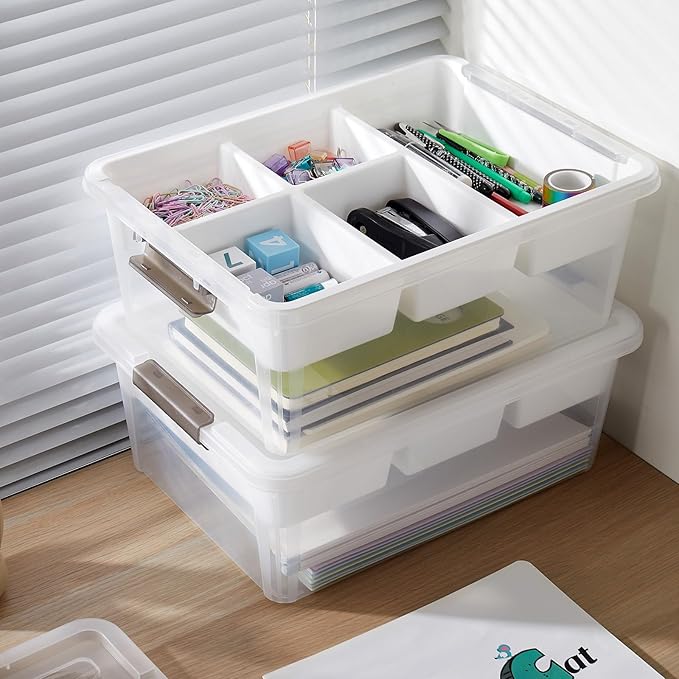 17 QT Plastic Storage Box with Removable Tray Craft Organizers and Storage - Image 4