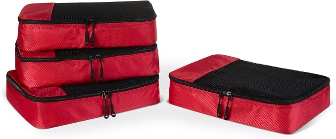 Amazon Essentials 4-Piece Packing Cubes Travel Accessories Set, Luggage by AmazonEssentials