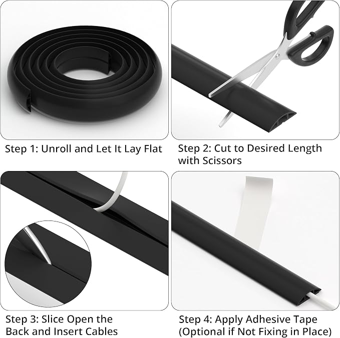 ZhiYo 10ft Cord Covers for Wires on Floor, Cord Hider Floor Hide Extension Cords - Image 8